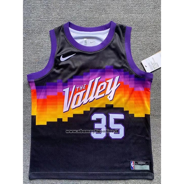 Maglia Bambino Phoenix Suns Kevin Durant #35 Citta 2020-21 Nero
